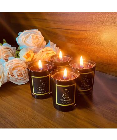 12 Scented Candles Gift Set - Black Glass Horoscope Jar Aromatherapy Candles | Soy Wax Votive for Parties Dinners & Camping - International Shipping Available - Buy Online on GoSupps.com