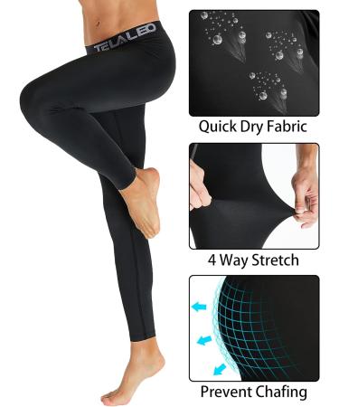 TELALEO Men's Compression Pants 4 Pack - Large Size | Sports Tights for Workout, Running, and Performance | Athletic Baselayer Leggings in Black - Buy Online on GoSupps.com