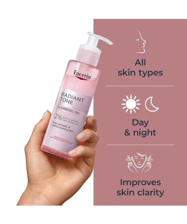 Eucerin Radiant Tone Face Cleanser Gel with 2% Exfoliating AHA Complex Gentle Face Wash Improves Skin Clarity and Boosts Radiance All Skin Types 6.8 Fl Oz Bottle - Buy Online on GoSupps.com