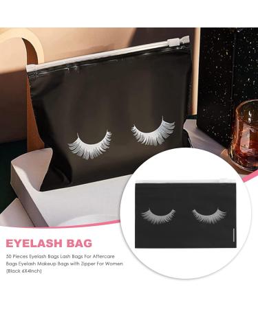 Lizusidtsy 50 Pieces Eyelash Bags Lash Bags for Aftercare Bags Eyelash Makeup Bags with Zipper for Women (Black 6X4Inch) - Buy Online on GoSupps.com