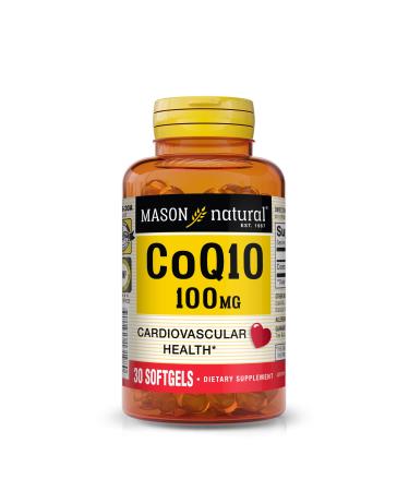 MASON NATURAL Co Q10 100 mg - Healthy Heart and Cellular Energy Production Supports Cardiovascular Health 30 Softgels