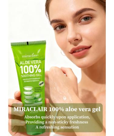 MIRACLAlR Aloe Vera Gel | 100% Pure Aloe Gel for Face, Body & Sunburn Relief - Durable Moisturizing Hydrating Soothing, Squeeze-on Mask, Made in Korea, Travel Size, 8.79 oz Tube 8.79 fl.oz(1pack) - Buy Online on GoSupps.com
