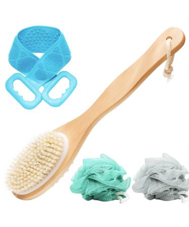 Central wood brush with a long stem landjoy body brush brush for back peeling massage brush bathing sponge double -sided body brush dry body brush wet brush physical scrap