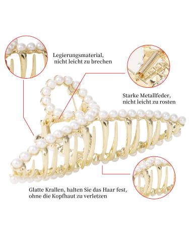Shop Stylish Women's Metal Hair Clips - Large Slipproof Gripper with Pearls & Rhinestones | Perfect for Thick Hair - Buy Online on GoSupps.com