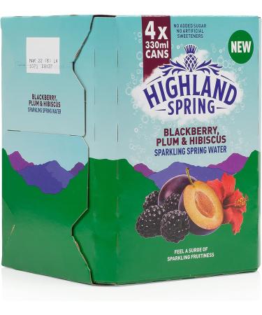 Highland Spring Sparkling Spring Water Blackberry Plum & Hibiscus 4 x 330ml - Buy Online on GoSupps.com