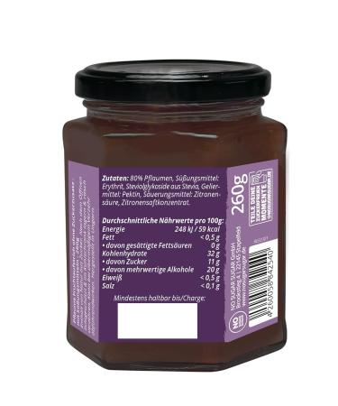 No Sugar Fruit Spread - 80% Plum Erythritol & Stevia EU Made 260g - Healthy Sugar-Free Vegan Brot Spread - Buy Online on GoSupps.com