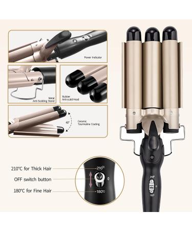 DazSpirit 3 Barrel Hair Waver 25mm - Gold/Black Curling Iron for Long/Short Hair, Mermaid Waves, Intelligent Temperature Control - Trendy Style - Buy Online on GoSupps.com