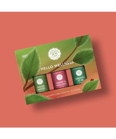 Hello Wellness Essential Oil Set - 3 Pure Natural Oils for Home & Office Aromatherapy | Good Mood Happy & Healthy Blends - Buy Online on GoSupps.com