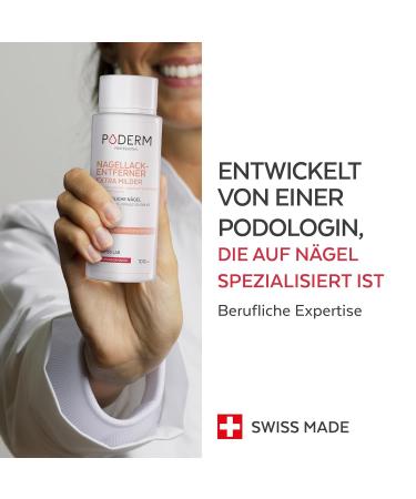 Poderm Extra Gentle Nail Polish Remover with Tea Tree - Acetone-Free Strengthening & Nourishing for Sensitive Nails - 100 ml | Swiss Lab - Buy Online on GoSupps.com