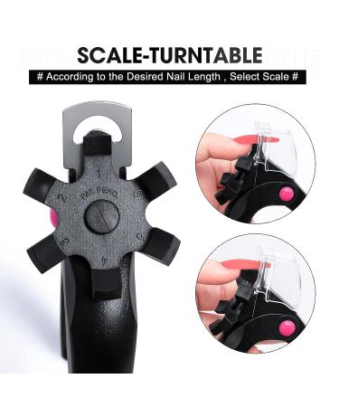 Adjustable Stainless Steel Acrylic Nail Clipper with Measuring Gauge - Professional False Nail Trimmer for Acrylic Nails - Perfect Manicure Tool for Home and Salon Use (Black) - Buy Online on GoSupps.com