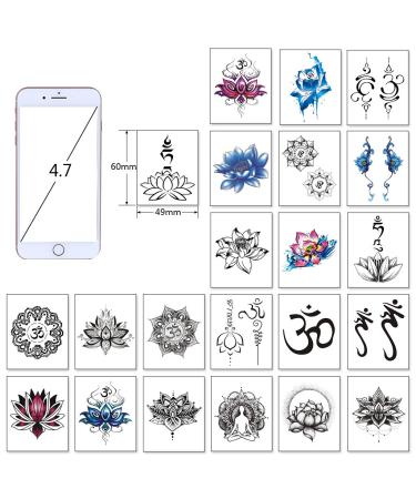 CARGEN Yoga Temporary Tattoo Set - 30 Sheets with Lycoris Radiata, OM Mandalas, Lotus, Elephant, and Peacock Feather Designs - Buy Online on GoSupps.com