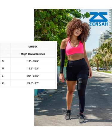 Zensah Full Leg Compression Sleeve for Men & Women - Medium Black - Ideal for Running, Basketball, Football - Thigh, Knee, Calf Support - Buy Online on GoSupps.com
