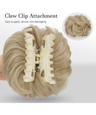 FESHFEN Messy Bun Hair Piece Pale Ash Blonde Curly Wavy Clip-On Chignon Scrunchie - Women's Synthetic Updo Hairpiece - Buy Online on GoSupps.com