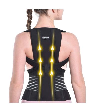 SICHEER Posture Corrector for Women and Men Back Brace Straightener Shoulder Upright Support Trainer for Body Correction and Neck Pain Relief, Medium(waist 34-38 inch) - Buy Online on GoSupps.com