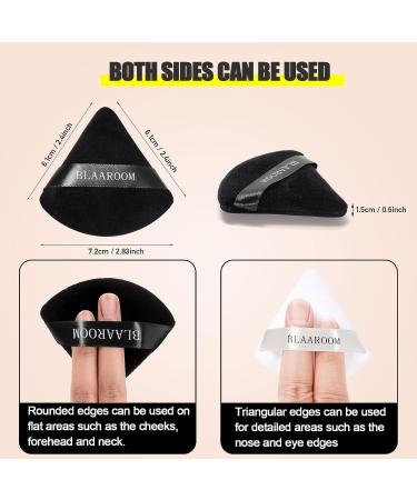 Velour Triangle Powder Puff & Kabuki Brush Set for Flawless Face Makeup | Black+White - Buy Online on GoSupps.com