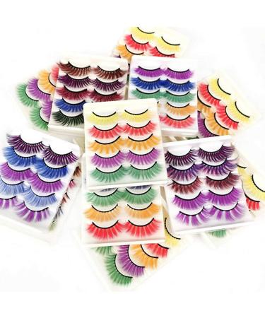 Allbestaye 5 Pairs Colorful Handmade False Eyelashes - Green Purple Brown for Party Makeup - Buy Online on GoSupps.com