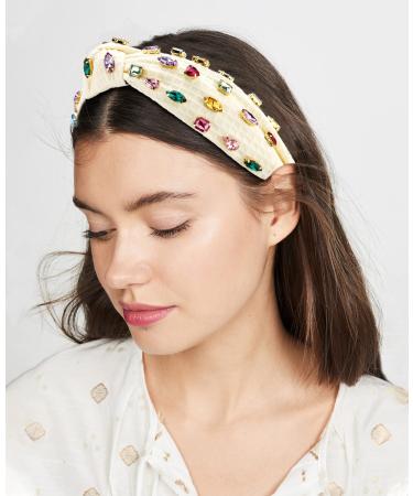 Wecoe White Rhinestone Knotted Headband for Women - Sparkly Wide Headband Non Slip Fashion Hair Accessories - Buy Online on GoSupps.com