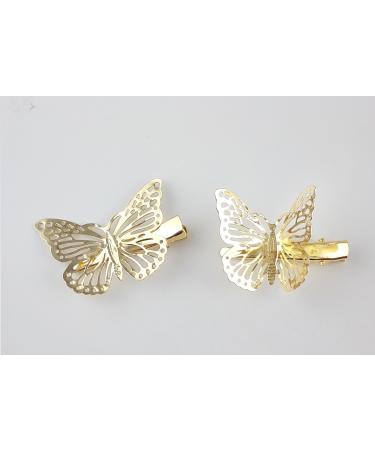 Yueton Pack of 2 Golden Butterfly Hair Clips - Bride Headwear Accessory - Buy Online on GoSupps.com
