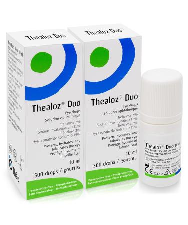 Thealoz Duo Eye Drops (2x10ml) - Clinically Proven Formula for Dry Eyes Hydration with Hyaluronic Acid & Trehalose Soothes & Lubricates Tear Film Stabilization Contact Lens Compatible (600 Drops) 10 ml (Pack of 2)