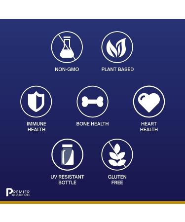 Premier Research Labs Vitamin D3+K2 - 30 Plant-Source Capsules for Bone & Heart Health - Vegan & Gluten-Free - Buy Online on GoSupps.com