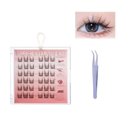 Fish Tails Glueless Press-On Eyelashes Press on Lashes No Glue Needed Diy Eyelash Extensions Fish Tail Eyelashes Self-Adhesive Eyelashes Lash Extension Kit With Lash Tweezers (Pure Lust Cat Type)