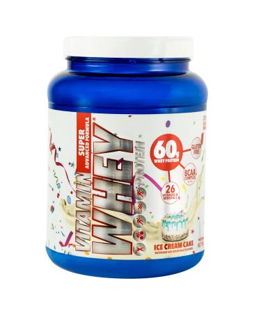 Vitamin Whey Protein Powder Ice Cream Cake Flavor 60g Whey Protein 26 Vitamins & Minerals BCAA Complex Gluten-Free