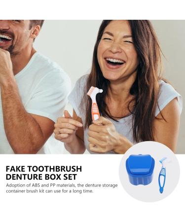 MILISTEN Dental Bath Case for Dentures & Toothbrush Travel Tooth Cleaning Container with Brushes (Blue) - International Shipping Available - Buy Online on GoSupps.com