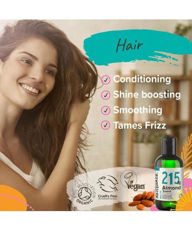Organic Sweet Almond Oil (4 fl oz) - Cold Pressed, Vegan, Hexane Free - For Massage, Skincare & Haircare - Buy Online on GoSupps.com