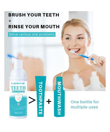 Teethaid Mouthwash & Whitening Foam Toothpaste - Natural Peppermint 50ml - 2PC | Fresh Breath & Gum Care - Buy Online on GoSupps.com