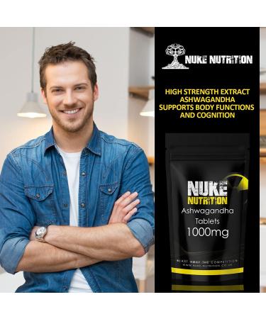 Nuke Nutrition Ashwagandha Tablets - 120 Capsules | 1000mg High Strength | Natural & Vegan | Supports Body Functions & Cognition - Buy Online on GoSupps.com