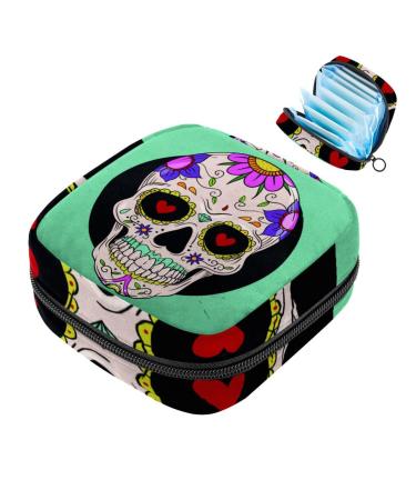 Portable women's binding-up bags menstrual cup pocket female menstrual pads bags for teenage girls tampons for the first period unique skull