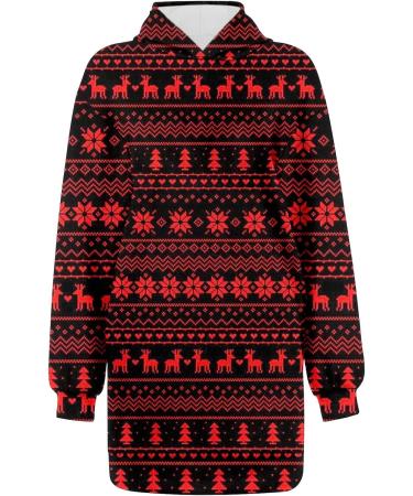 Women's Christmas Hooded Dress | Oversized Cartoon Party Costume | Long-Sleeved Hoodie Dress - Buy Online on GoSupps.com