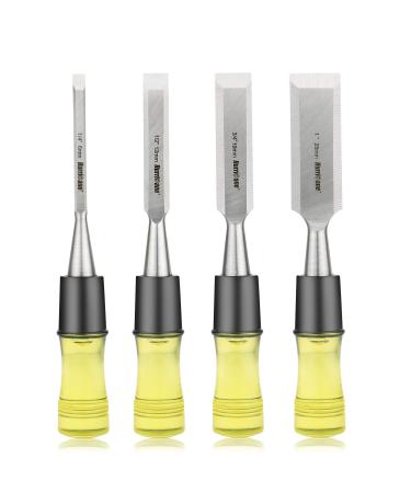 Hurricane 4 Piece Wood Chisel Set for Woodworking  CR-V Steel Beveled Edge Blade  Durable PVC High Impact Handle Wood Chisel Regular Size Grip - Buy Online on GoSupps.com