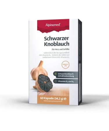 AlpinamaD black garlic: vegan 60 capsules with vitamin B1 and B2 black garlic extract to maintain heart health & a normal cholesterol anti-aging tip