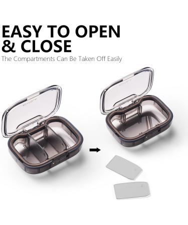 Sukuos 2 Pack Small Pill Box - Travel Pill Organizer with 3 Compartments for Medicines Vitamins & Supplements - Portable Daily Pill Case in Black - Buy Online on GoSupps.com