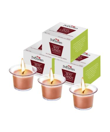 HOT Flowers Kissable Massage Candle Wax Play - Candy Candle with Low Heat Temp Skin Safe Moisturize Set of Three 1.4 oz Each (Chocolate-Mint)