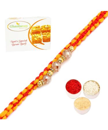 Rakhis Online- The Glittering Thread rm584 Bracelet Rakhi with 200 GMS of Besan Barfi