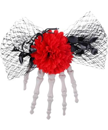 Skeleton Hand Hair Clips Gothic Skeleton Hand Barrettes | Horror Festival Hair Pins Portable Hair Accessories for Women & Girls Red - Buy Online on GoSupps.com
