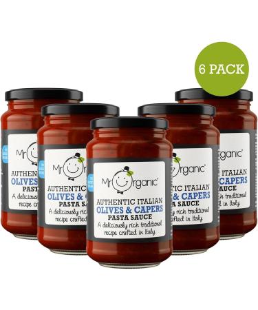 Mr Organic - No Added Sugar Olives & Capers Pasta Sauce 350g (Pack of 6) - Non-GMO - No Artificial Preservatives or Colours - Rich & Delicious Flavour - Buy Online on GoSupps.com