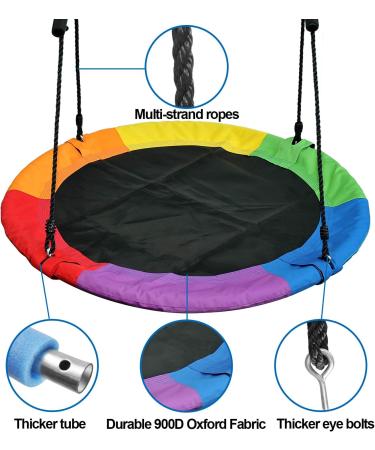 Saucer Tree Swing 40 | 700lb Capacity | 900D Oxford Fabric | Waterproof | Playground & Backyard Swing (Rainbow) - Buy Online on GoSupps.com