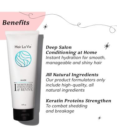 Hair La Vie Hair Mask & Deep Conditioner with Coconut Oil, Argan Oil & Keratin - Ideal for Curly, Straight, Dry, or Heat Damaged Hair - Buy Online on GoSupps.com