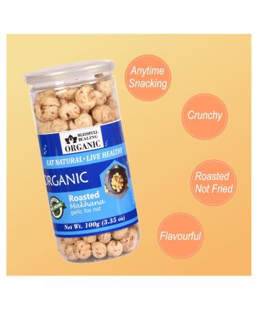 Buy Blessfull Healing Organic Makhana with Roasted Garlic Flavor - 100g | Healthy Snack for International Shipping - Buy Online on GoSupps.com