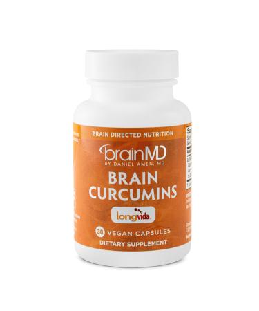 BRAINMD Brain Curcumins - 30 Vegan Capsules - With Longvida Curcumin - Gluten Free - 30 Servings 30 Count (Pack of 1)