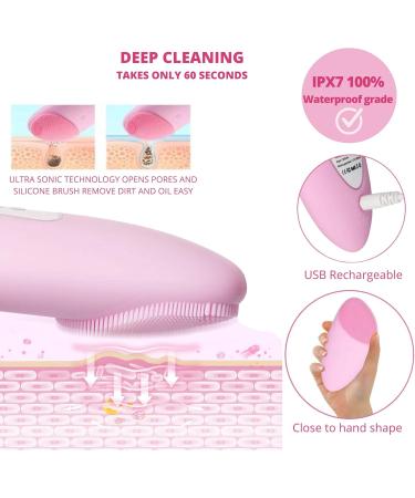JoyBee 2 in 1 Facial Cleansing Brush & Massager IPX7 Waterproof Electric Face Exfoliator Brush for All Skin Types Silicone Facial Scrubber for Makeup Removal Facial Massage Deep Cleaning - Buy Online on GoSupps.com