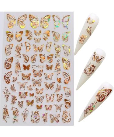 NAIL ANGEL 8-Sheet Laser Gold & Silver Butterfly Nail Art Sticker Set - Nail Art Decoration 10238 - Buy Online on GoSupps.com