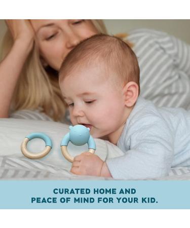Generic Teething Toy for Babies 6-12 Months - Beech Wood Baby Teether Ring - Silicone Teether for Boys and Girls 4 Months and Up - Buy Online on GoSupps.com