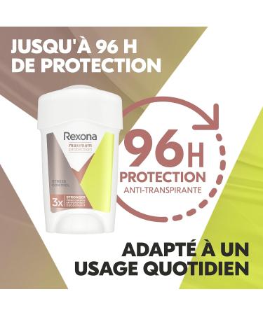 REXONA - Women's Stress Control Deodorant - Antiperspirant Stick - 3x more effective against perspiration - 96h protection - (pack of 3x45ml) (Packaging may vary) - Buy Online on GoSupps.com