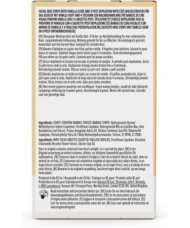 Buy By Amazon Face Wax Strips with Vanilla Fragrance - 20 Soft Fabric Strips + 4 Post-Depilation Cloths | Smooth Skin Easy Hair Removal - Buy Online on GoSupps.com