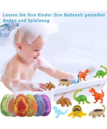 Bath Bombs for Kids with Surprise Inside 6 Pcs Dino Egg Handmade Natural Fizzy Bath Bombs Dinosaur Toys for Girls Boys Christmas Birthday Easter Gift Set (6 * 130g) Dinosaur Toys-6pcs - Buy Online on GoSupps.com