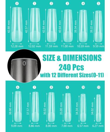 Deciniee Full Cover Gel Nail Tips 240Pcs - Square Nail Tips for Acrylic & Gel Extensions | Professional 12 Sizes for Salon & Home Nail Designs - Buy Online on GoSupps.com